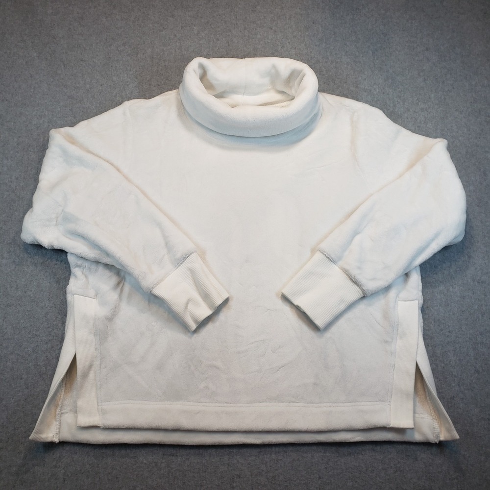 Athleta Double‎ Cozy Karma Funnel Neck Pullover Womens White Size L